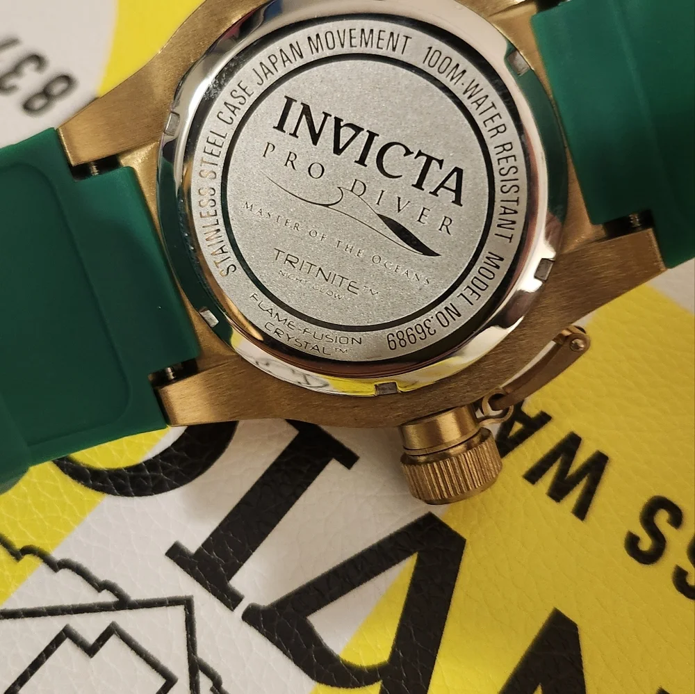 Invicta Gold Bezel Watch with Green Dial #36989 - Picture 3 of 4